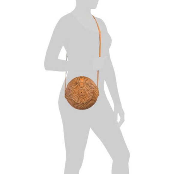 Handwoven Wicker Round Rattan Crossbody Bag With L - Picture 4 of 4